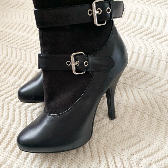 Funtasma Costume Boots Black Heels Buckle Straps - Picture 4 of 6